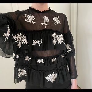 Zara - ruffle layered embroidered blouse